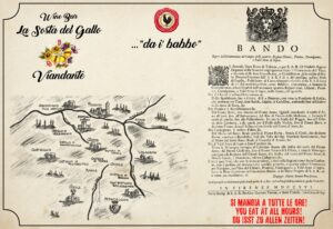 Graphic design a Firenze - La tovaglietta della sosta del gallo viandante