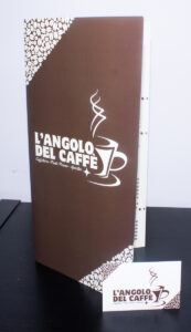 Grafiche coordinate Firenze. Menù e biglietto da visita del bar L'Angolo del Caffè